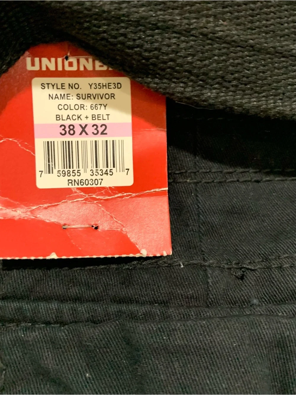 UNIONBAY Men's Survivor Relaxed Fit Cargo Black Pants Size 38x32 NWT Utility